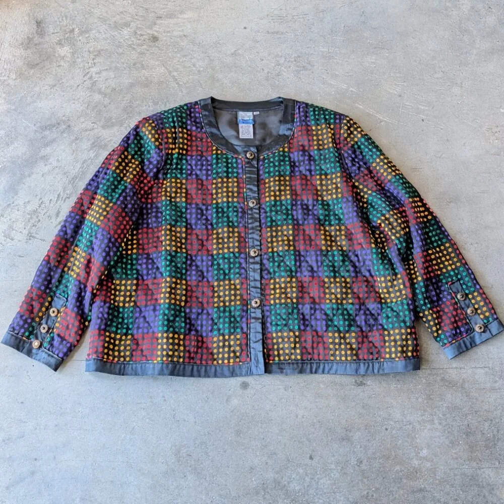 Vintage Montage Dimensions Colorful Rainbow Polka Dot Jacket and Skirt Set - Picture 2 of 13